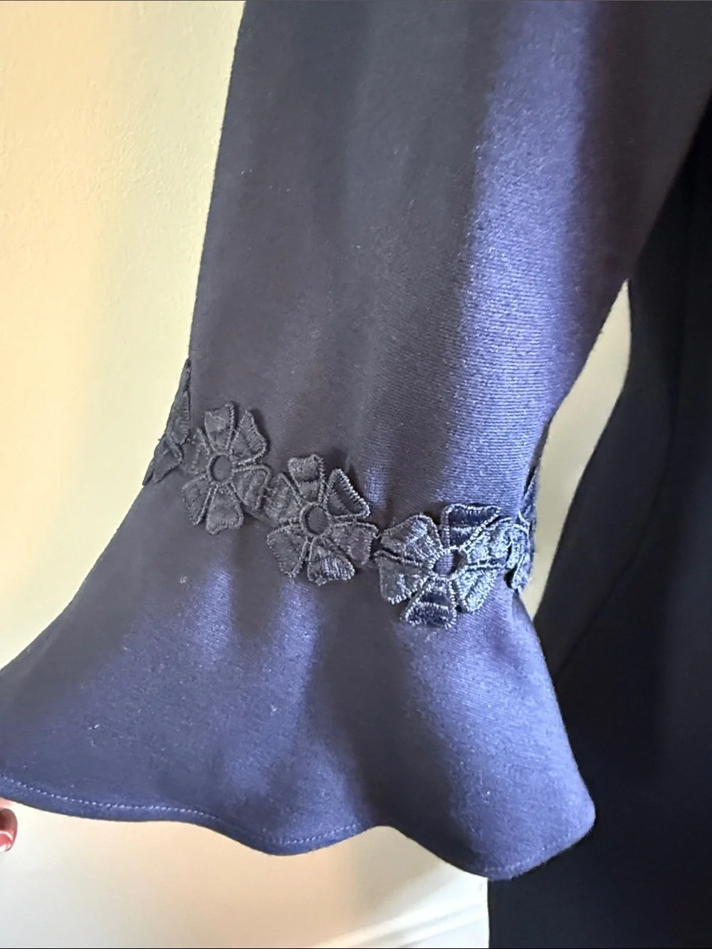 Talbots Navy Floral-Trim Sheath Dress Sz 6P